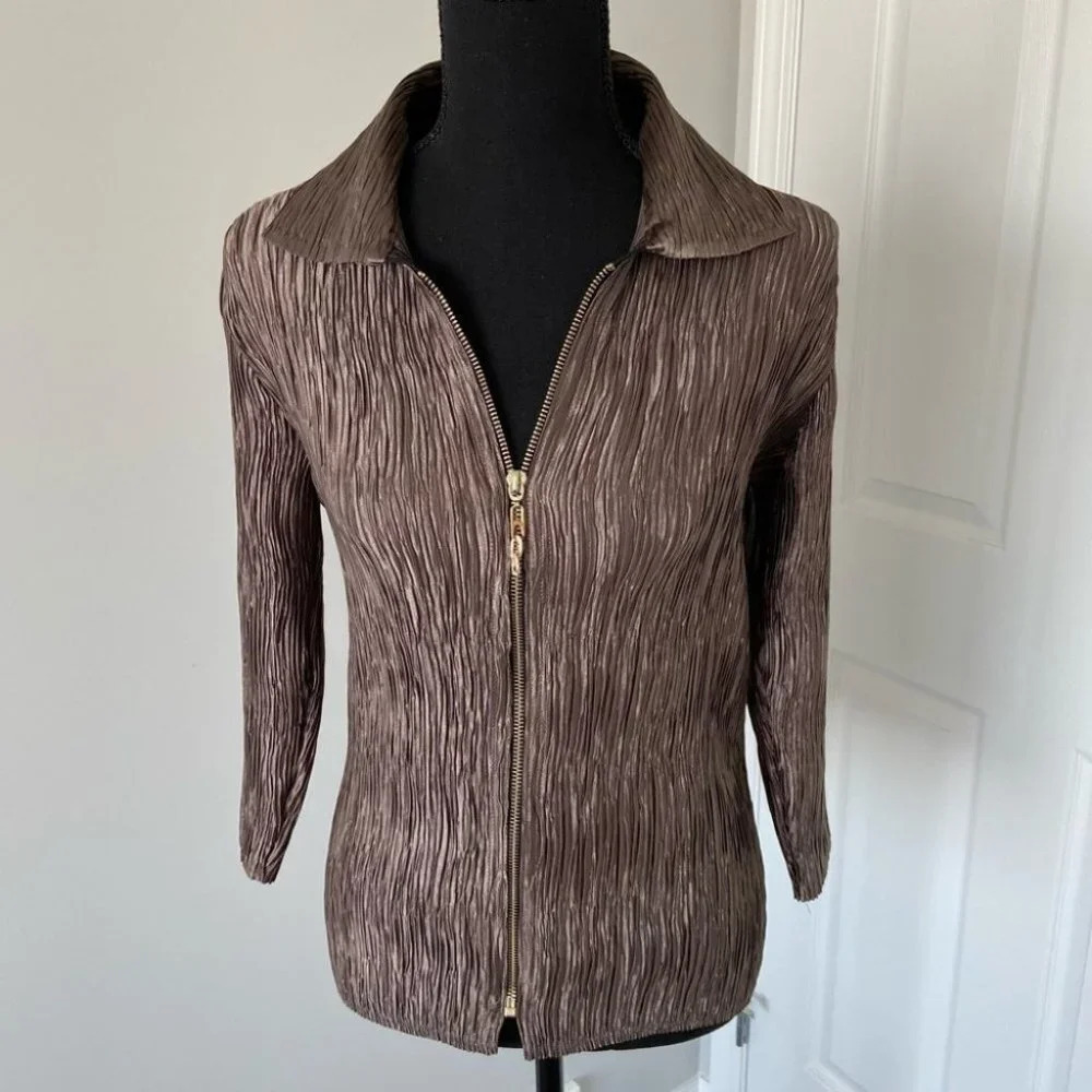 Jolie Mine Paris Pleat Pisse’ Crinkle Satin Jacket